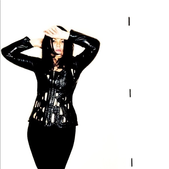 Rare & HTF Gemma Kahng New York VTG Cut-out Black Floral Runway Leather Jacket S - Picture 1 of 16